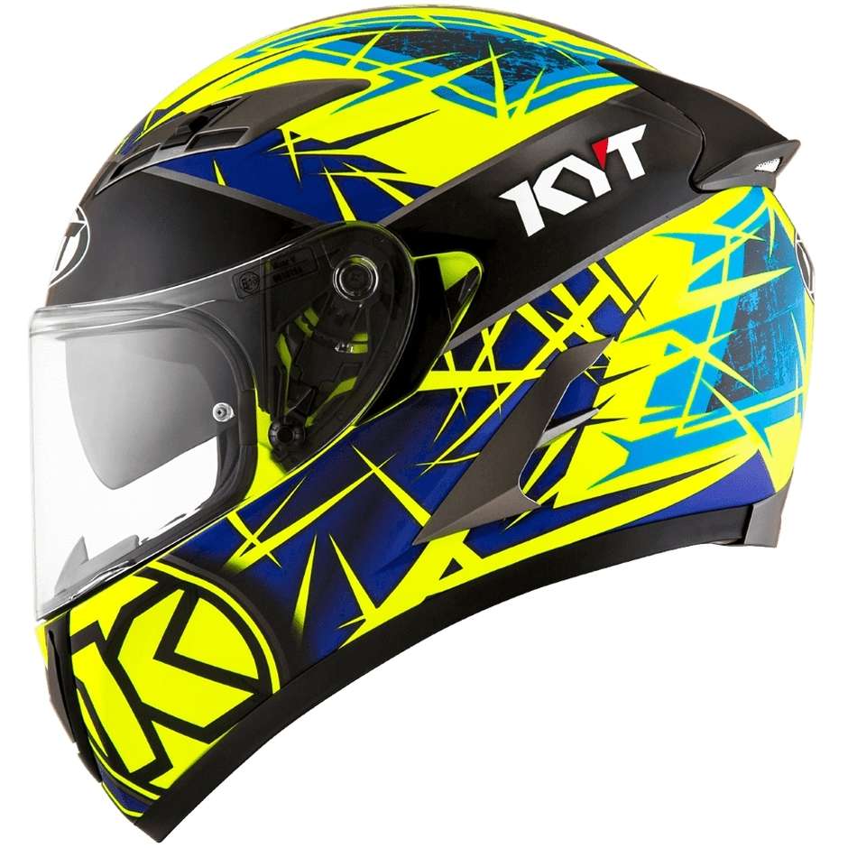 Integral Motorcycle Helmet KYT Falcon 2 RIFT Yellow Blue