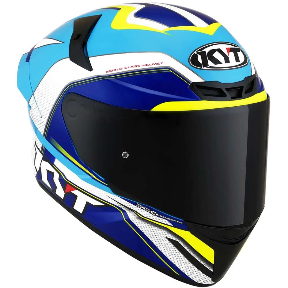 Integral Motorcycle Helmet KYT TT-COURSE GRAND PRIX White Blue