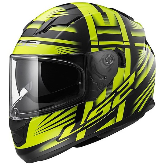 Integral Motorcycle Helmet LS2 FF320 Bang Black Yellow Hy Vision Double Visor