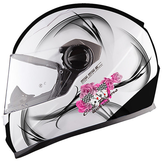Integral Motorcycle Helmet LS2 FF322 Cool White Black