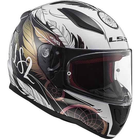 Integral Motorcycle Helmet LS2 FF353 RAPID Boho White Black Pink