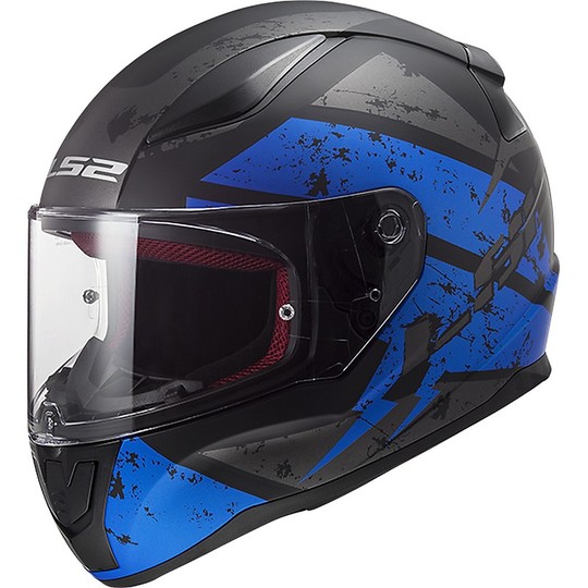 Integral Motorcycle Helmet LS2 FF353 RAPID Deadbolt Black Matt Blue