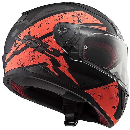 Integral Motorcycle Helmet Ls2 FF353 Rapid Deadbolt Black Opaque Orange