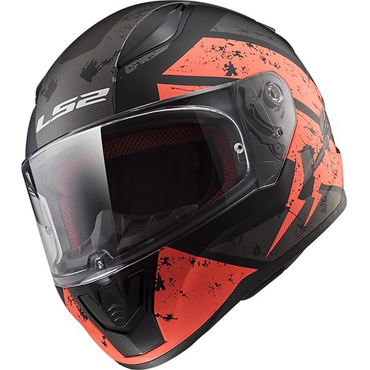 Integral Motorcycle Helmet Ls2 FF353 Rapid Deadbolt Black Opaque Orange