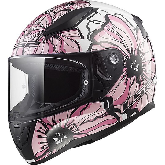 Integral Motorcycle Helmet Ls2 FF353 Rapid Pink Poppies