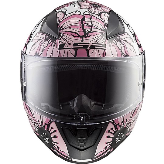 Integral Motorcycle Helmet Ls2 FF353 Rapid Pink Poppies