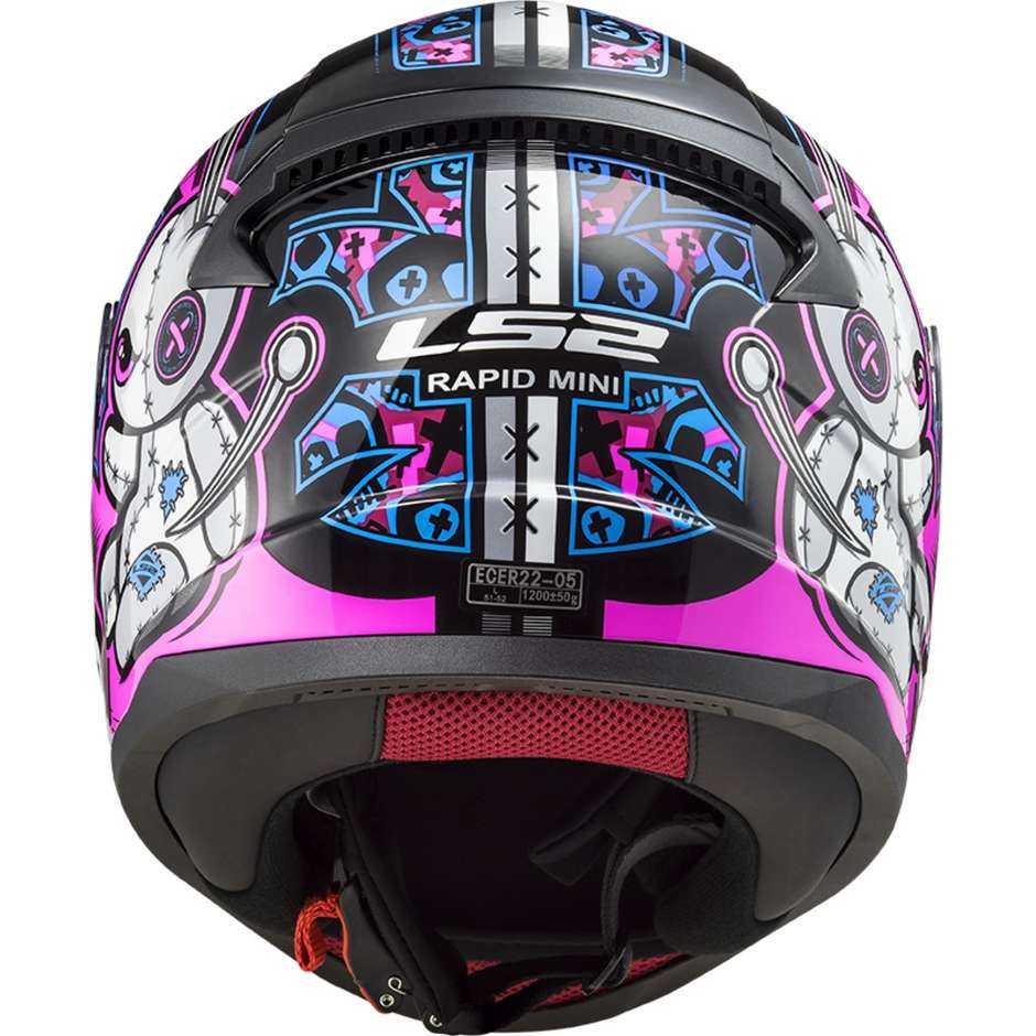 Integral Motorcycle Helmet Ls2 FF353j RAPID MINI Voodoo Black Pink Fluo