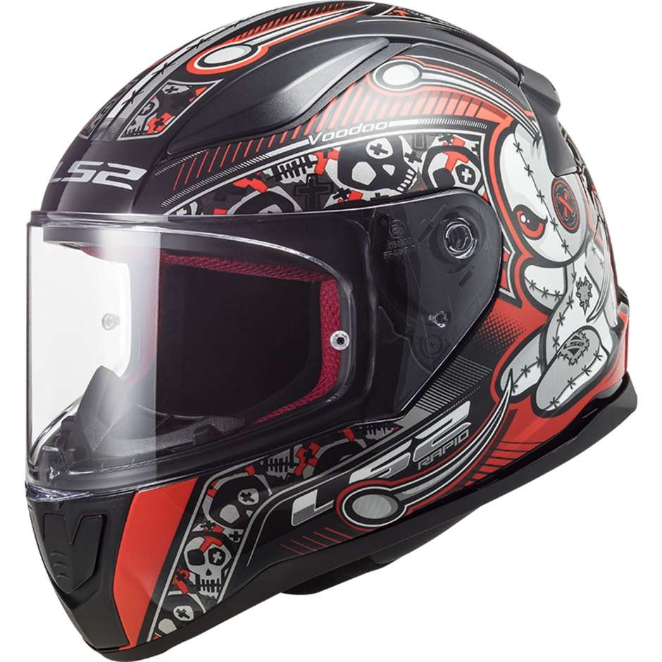 Integral Motorcycle Helmet Ls2 FF353j RAPID MINI Voodoo Black Red
