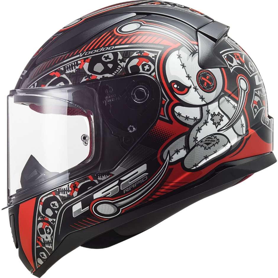 Integral Motorcycle Helmet Ls2 FF353j RAPID MINI Voodoo Black Red