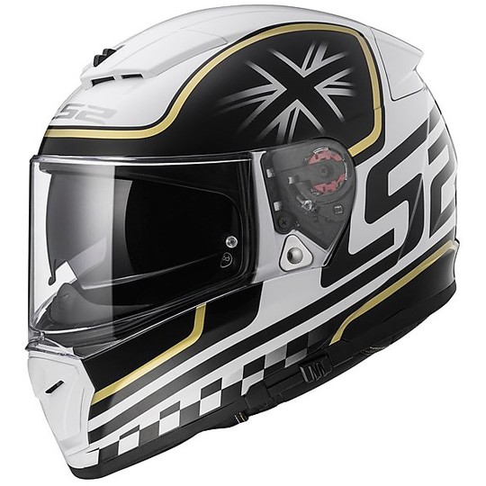 Integral Motorcycle Helmet LS2 FF390 Breacker Double Visor Classic Black White
