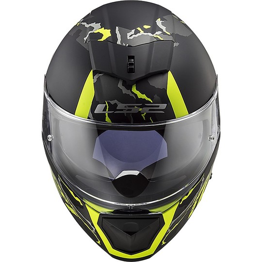 Integral Motorcycle Helmet LS2 FF390 BREAKER Feline Black Yellow Fluo Matt
