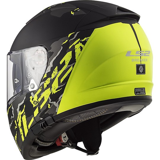 Integral Motorcycle Helmet LS2 FF390 BREAKER Feline Black Yellow Fluo Matt