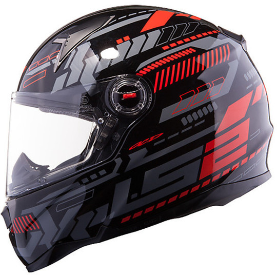 Integral Motorcycle Helmet LS2 FF396 FT2 Tron Black Red Titanium Double Visor