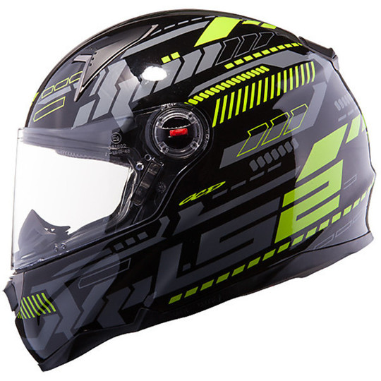 Integral Motorcycle Helmet LS2 FF396 FT2 Tron Black Yellow Hi-Vision Titanium Double Visor