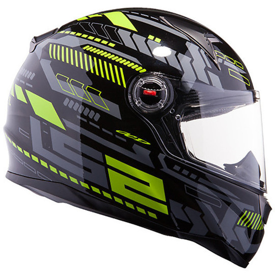 Integral Motorcycle Helmet LS2 FF396 FT2 Tron Black Yellow Hi-Vision Titanium Double Visor