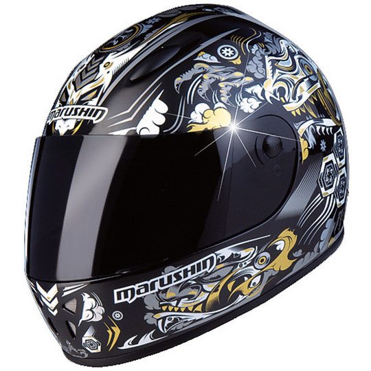 Integral Motorcycle Helmet Marushin Model 222 "Il Piccolo" Niark Black/Gold