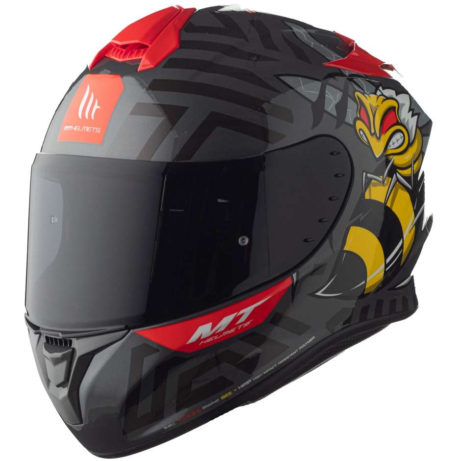 Integral Motorcycle Helmet Mt Helmet TARGO Bee B5 Glossy Red