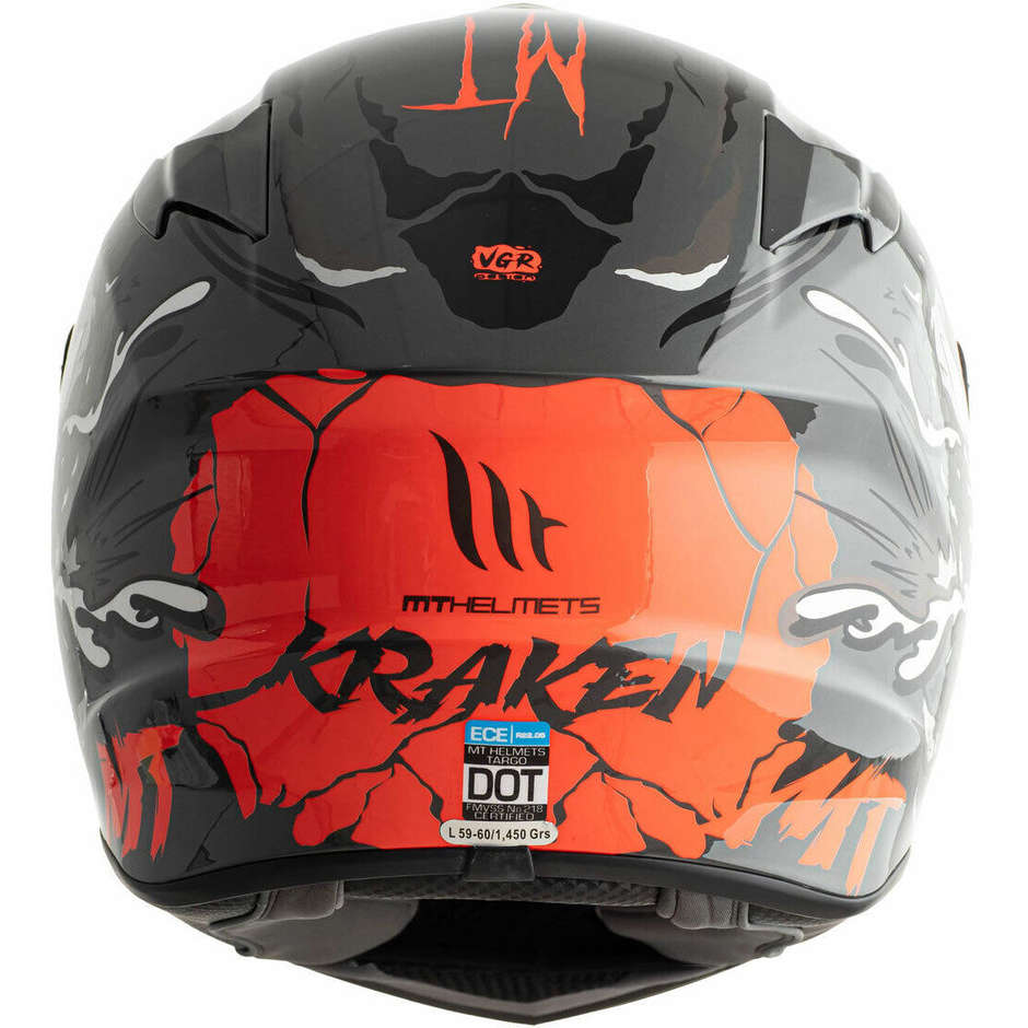 Integral Motorcycle Helmet Mt Helmet TARGO Kraken A1 Glossy Red Gray