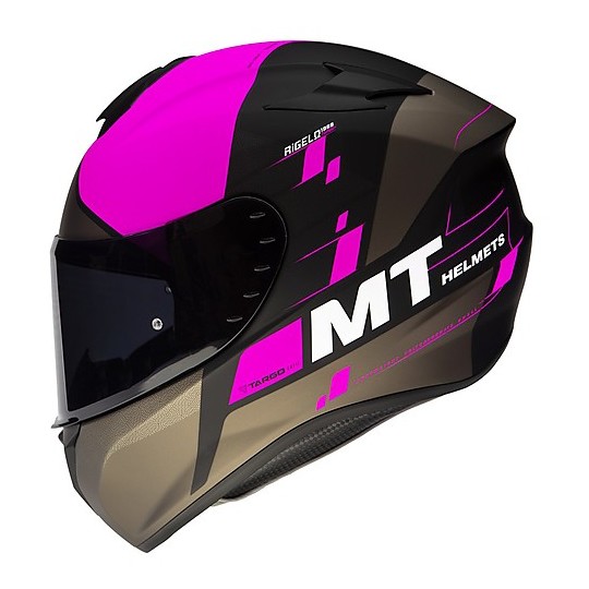 Integral Motorcycle Helmet Mt Helmet TARGO Rigel A8 Black Pink Fluo Opaque