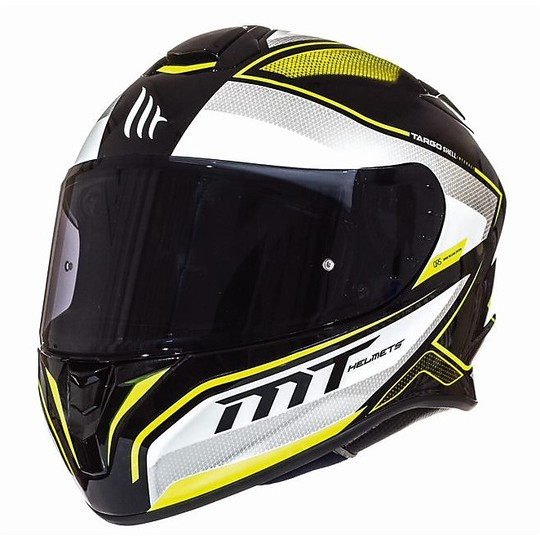 Integral Motorcycle Helmet MT Helmets Targlo Interact A1 White Yellow Fluo