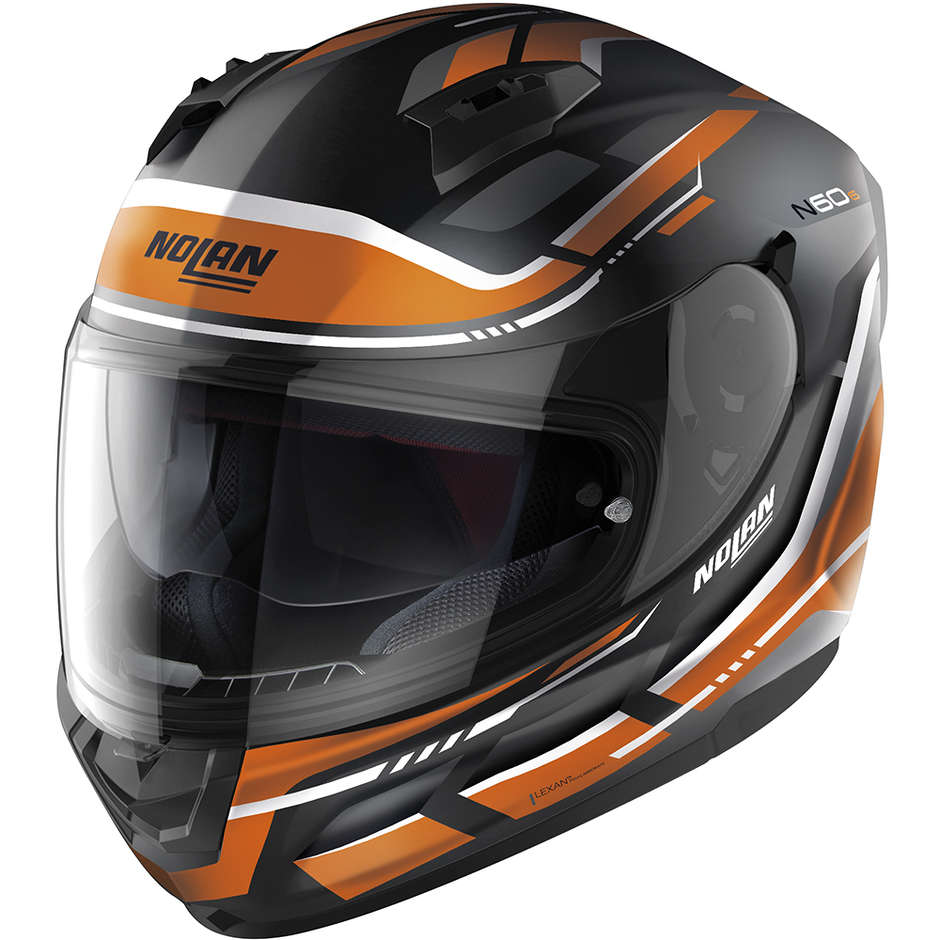 Integral Motorcycle Helmet Nolan N60-6 LANCER 063 Matt Black Orange