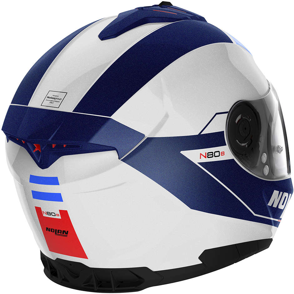 Integral Motorcycle Helmet Nolan N80.8 MANDRAKE N-Com 050 White Blue Red Glossy
