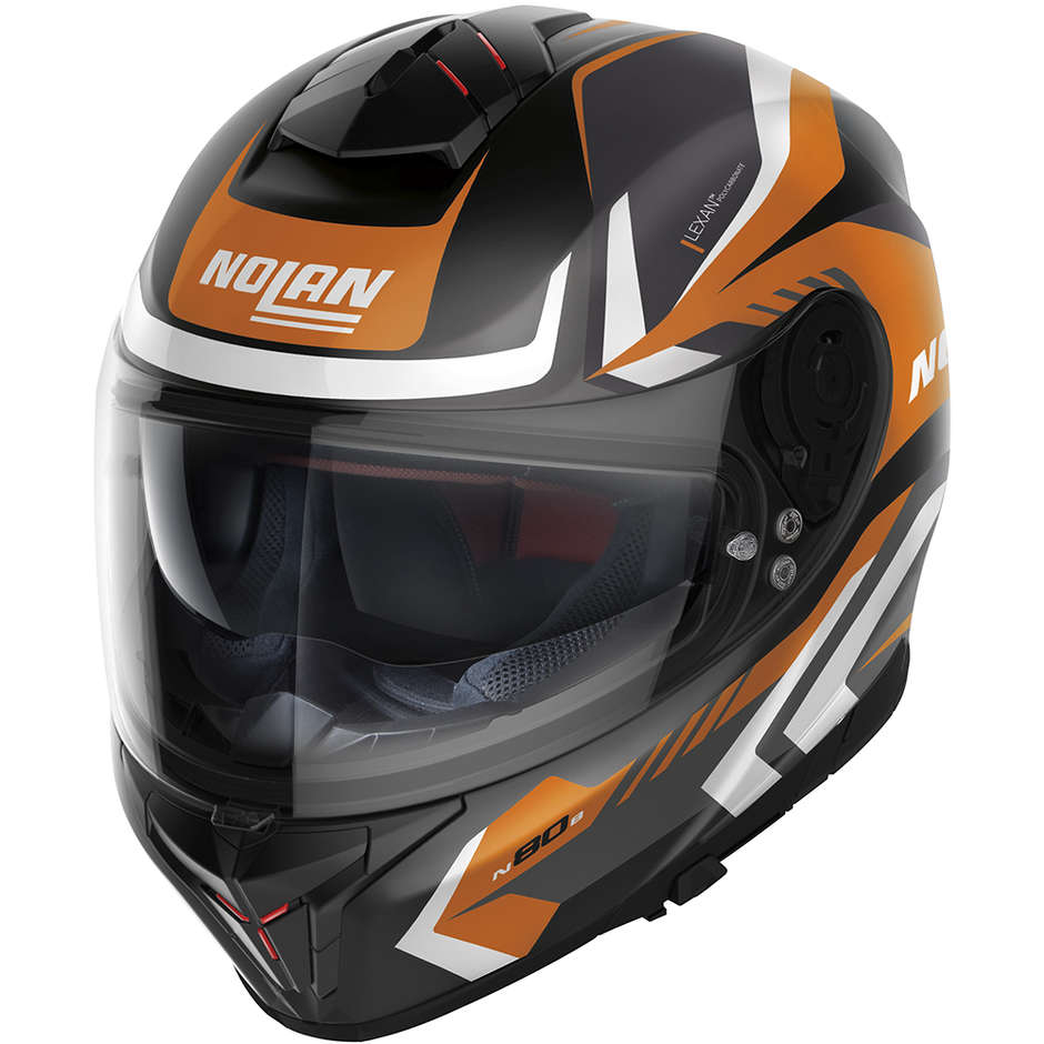 Integral Motorcycle Helmet Nolan N80-8 RUMBLE N-Com 061 Matt Black Orange