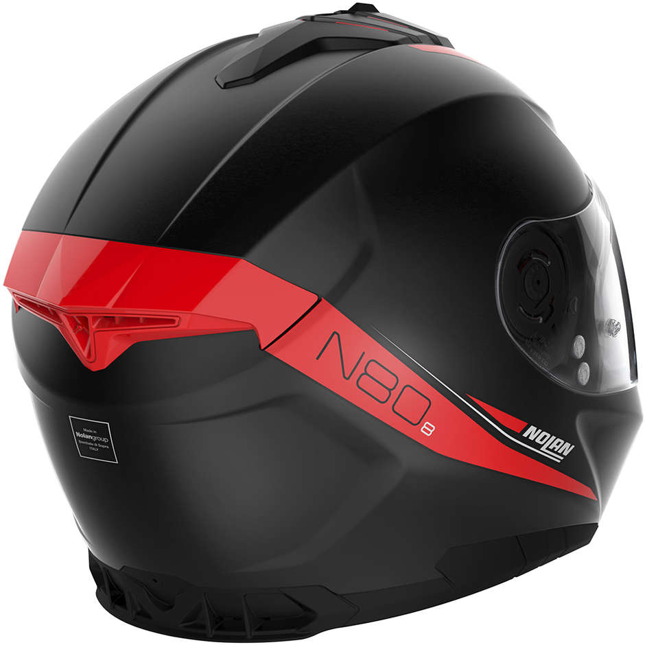 Integral Motorcycle Helmet Nolan N80.8 STAPLE N-Com 054 Matt Black Red