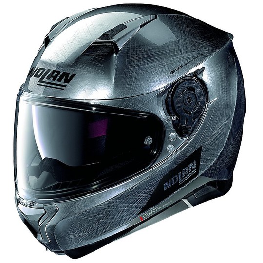 Integral Motorcycle Helmet Nolan N87 Emblem N-Com 077 Scratched Chromed