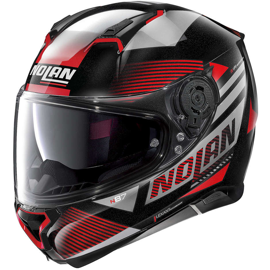 Integral Motorcycle Helmet Nolan N87 JOLT N-Com 101 Black Metal Red