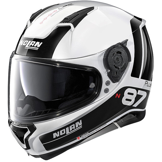 Integral Motorcycle Helmet Nolan N87 PLUS DISTINCTIVE N-Com 022 White Metal