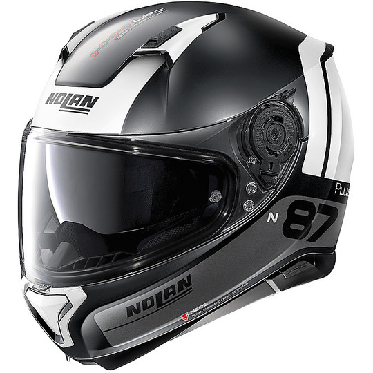 Integral Motorcycle Helmet Nolan N87 PLUS DISTINCTIVE N-Com 023 Black Matt White