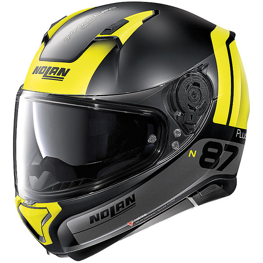 Integral Motorcycle Helmet Nolan N87 PLUS DISTINCTIVE N-Com 025 Black Matt Yellow