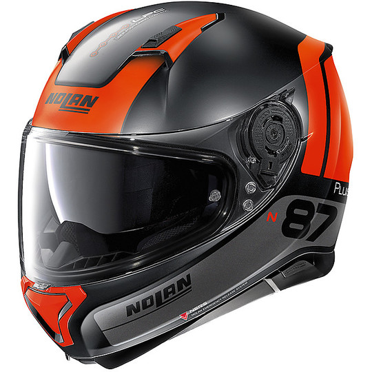 Integral Motorcycle Helmet Nolan N87 PLUS DISTINCTIVE N-Com 026 Black Matt Orange