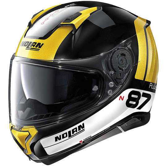 Integral Motorcycle Helmet Nolan N87 PLUS DISTINCTIVE N-Com 027 Black Glossy Yellow