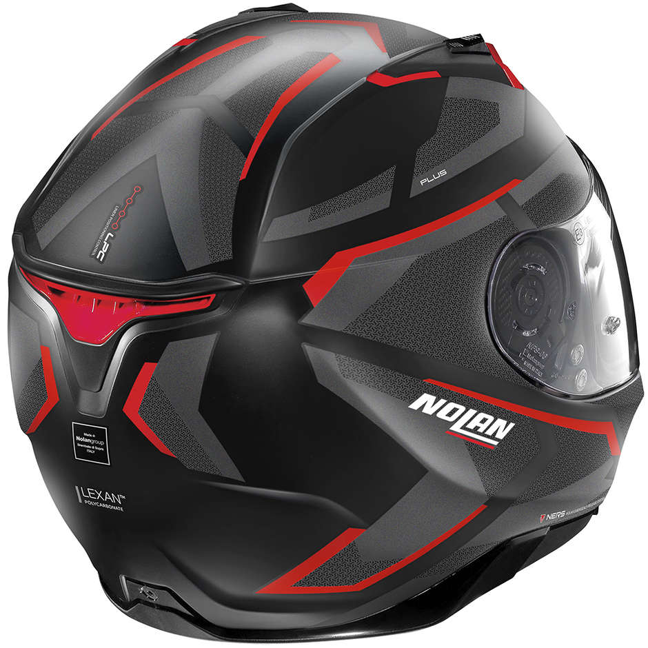 Integral Motorcycle Helmet Nolan N87 Plus OVERLAND N-Com 031 Matt Black Red