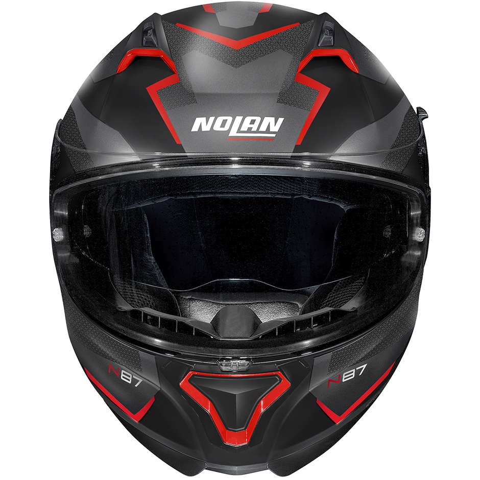 Integral Motorcycle Helmet Nolan N87 Plus OVERLAND N-Com 031 Matt Black Red