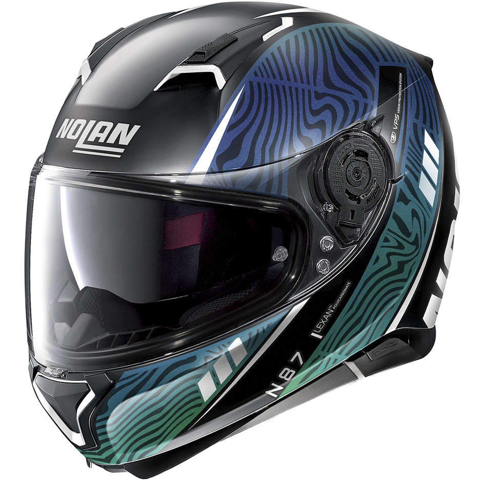 Integral Motorcycle Helmet Nolan N87 SIOUX N-Com 107 Matt Black Green Blue
