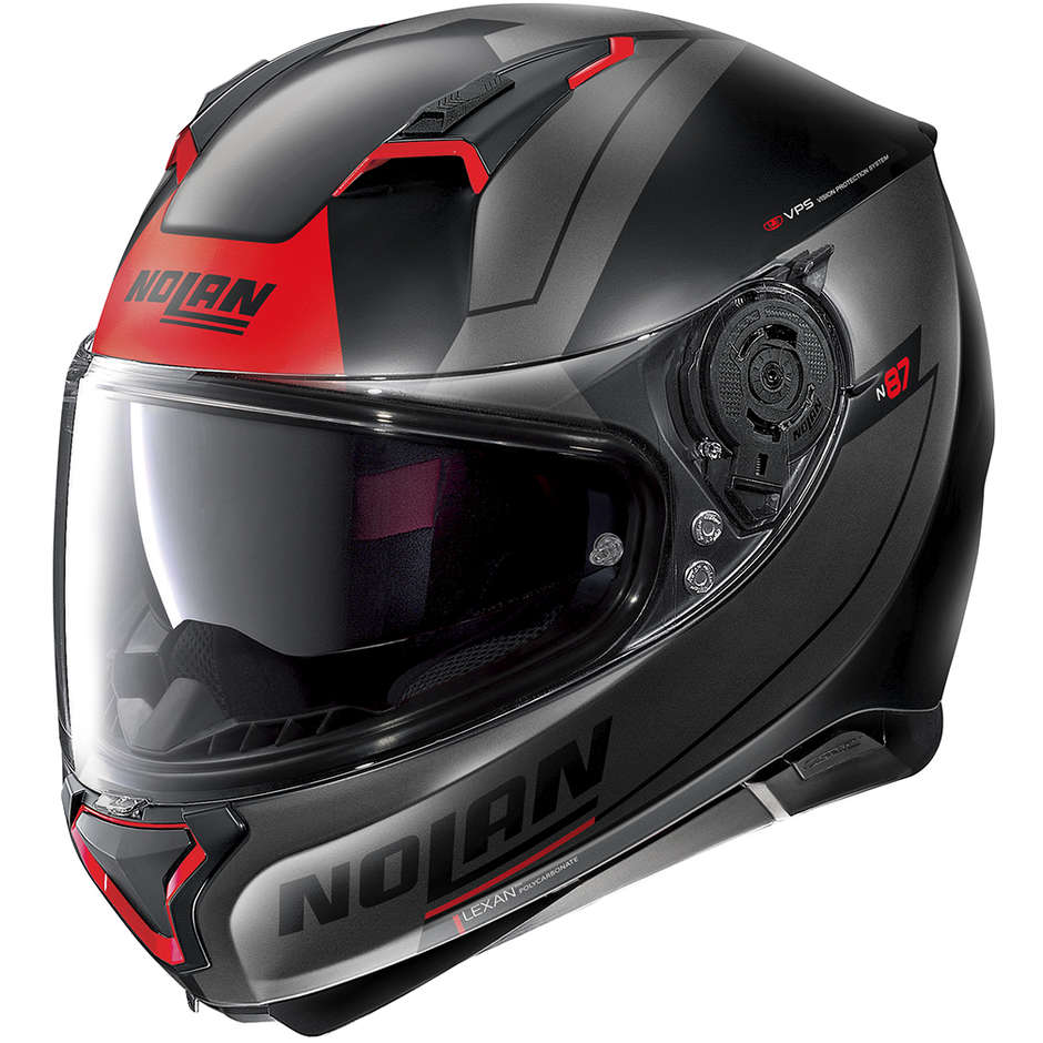 Integral Motorcycle Helmet Nolan N87 SKILLED N-Com 097 Matt Black Red
