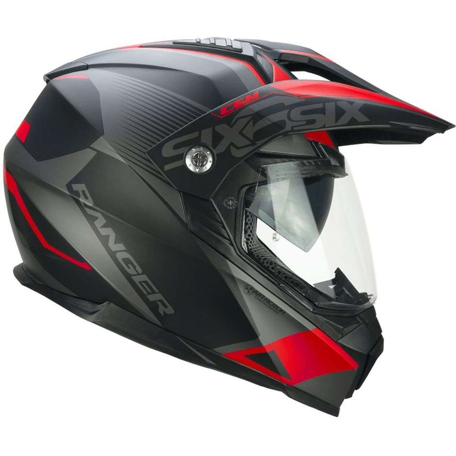 Integral Motorcycle Helmet Off Road CGM 666a TWIN RANGER Black Red Matt
