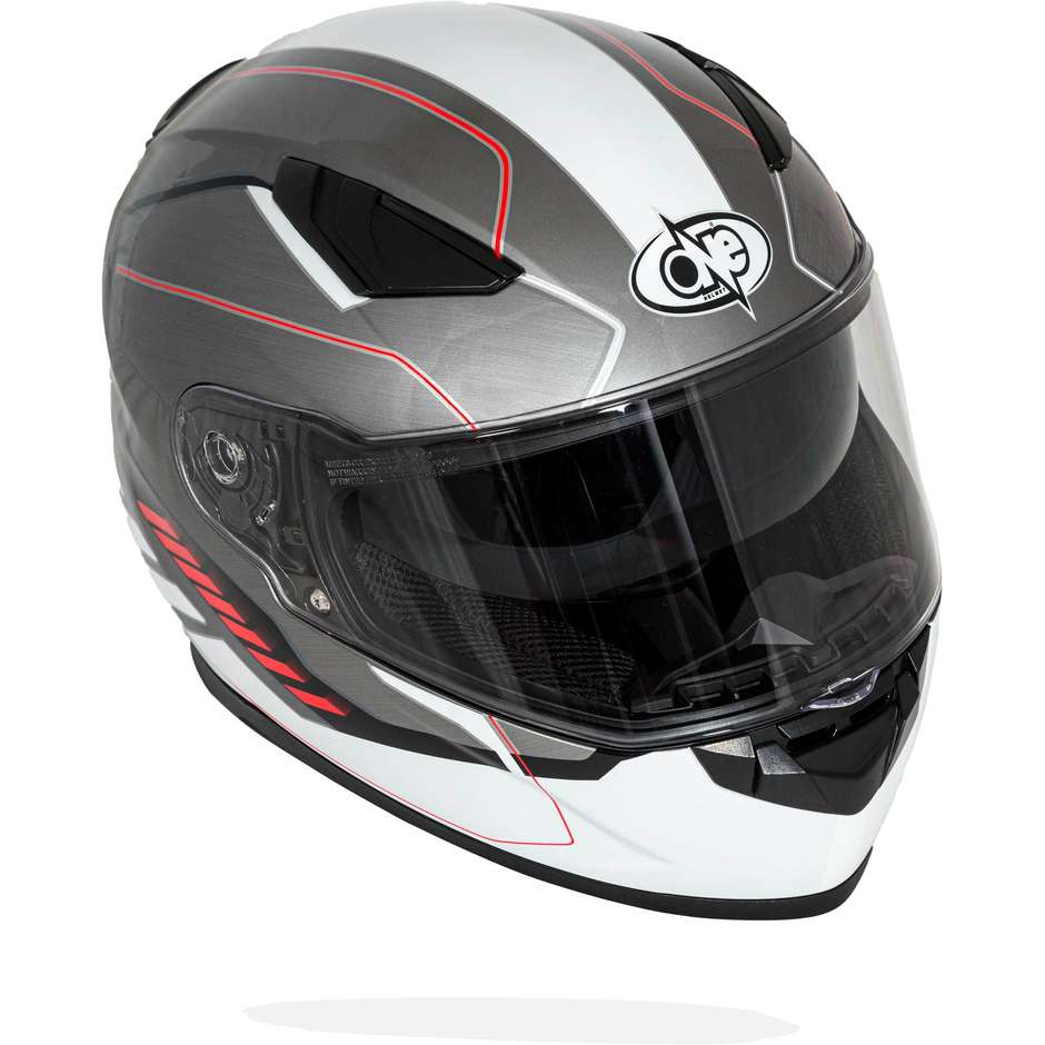 Integral Motorcycle Helmet One GT1 Double Red Titanium Visor