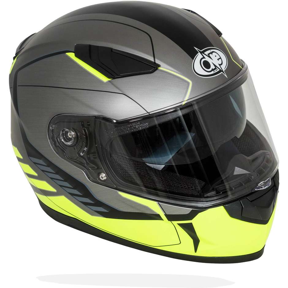 Integral Motorcycle Helmet One GT1 Double Visor Matt Yellow Titanium