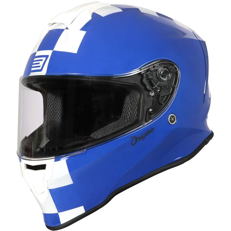 Integral Motorcycle Helmet Origin DINAMO CONTEST Glossy White Blue