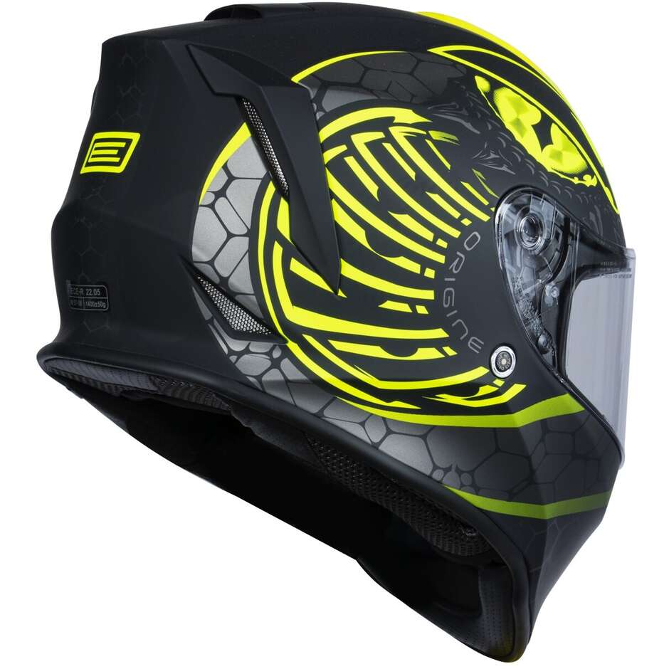 Integral Motorcycle Helmet Origin DINAMO Fighter Fluo Yellow Matt Black