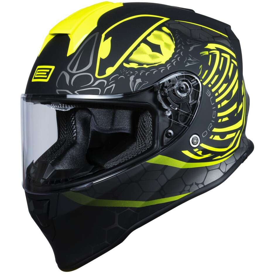 Integral Motorcycle Helmet Origin DINAMO KIDS Fighter Fluo Yellow Matt Black