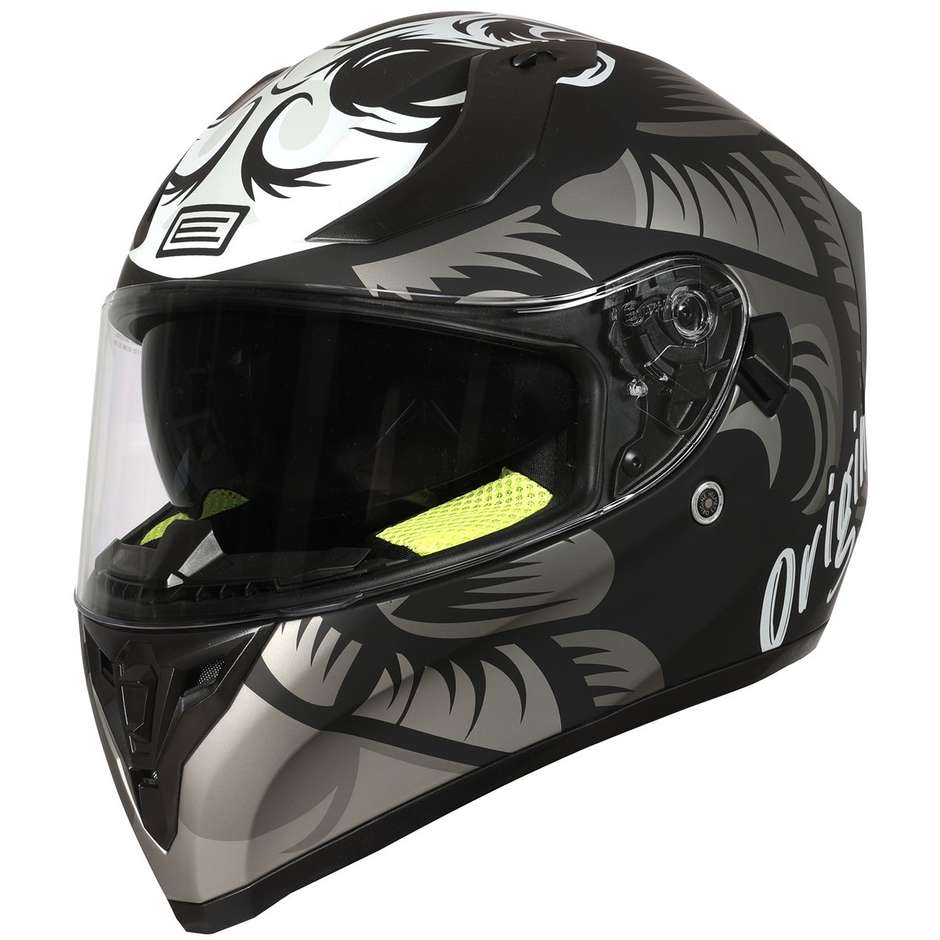 Integral Motorcycle Helmet Origin ROAD HARDCORE Matt Titanium White Black
