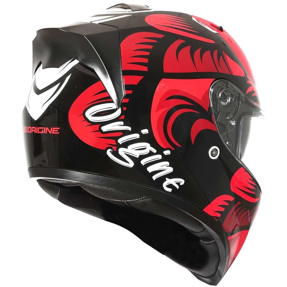 Integral Motorcycle Helmet Origin ROAD HARDCORE Red Fluo White Black