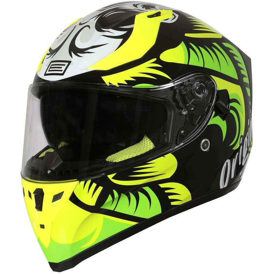 Integral Motorcycle Helmet Origin ROAD HARDCORE Yellow Fluo Lime Black