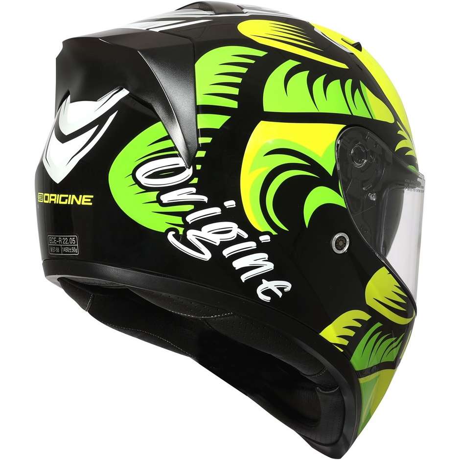 Integral Motorcycle Helmet Origin ROAD HARDCORE Yellow Fluo Lime Black
