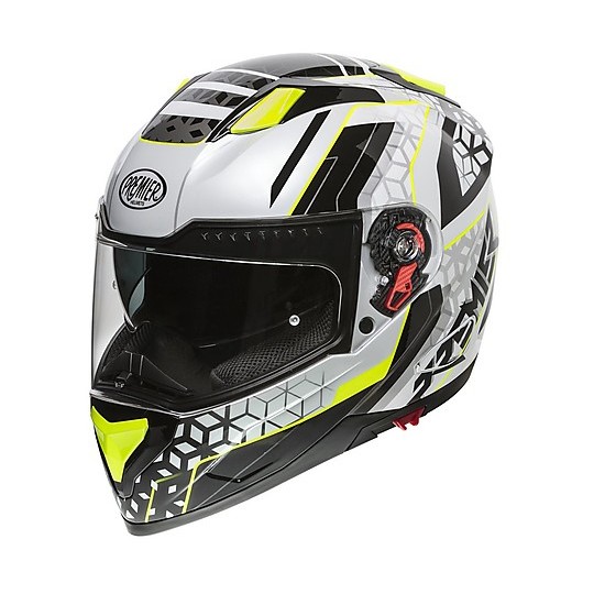 Integral Motorcycle Helmet Premier VYRUS EMY 8 White Yellow Fluo